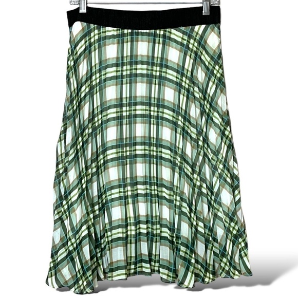 KAREN by SIMONSEN Sea Spray Green Allover Pleated Plaid Skirt Fully Lined Sz 8 - Picture 4 of 9